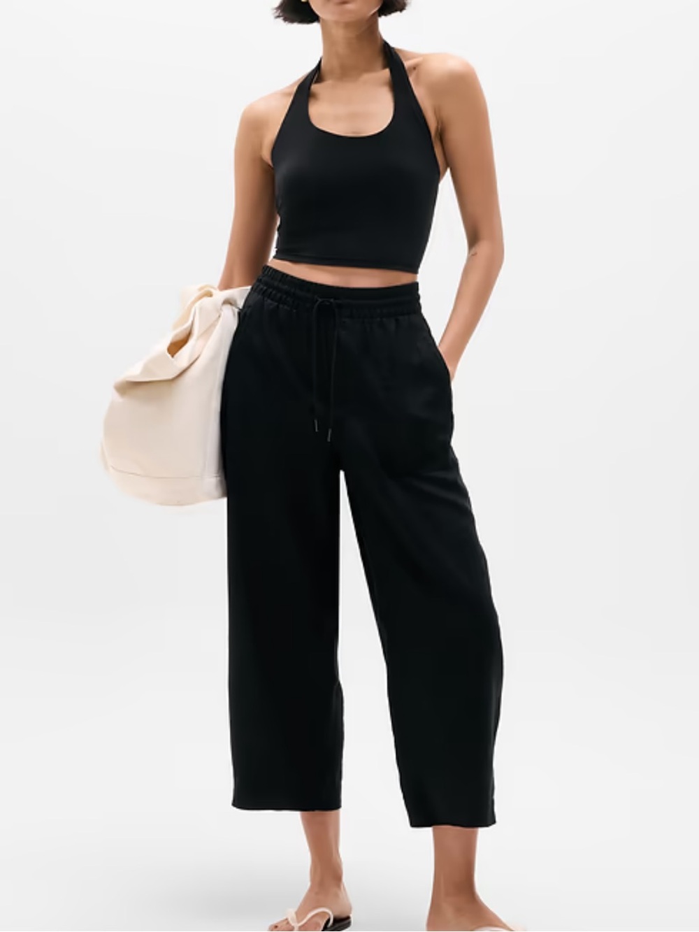 Athleta Retreat Linen Easy Barrel Crop Pant